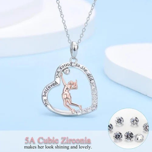 Miniatura 5 de ACOGVN Collar de voleibol para adolescentes y mujeres, regalos de noche de voleibol para jugadores de voleibol, amantes del voleibol, entrenador