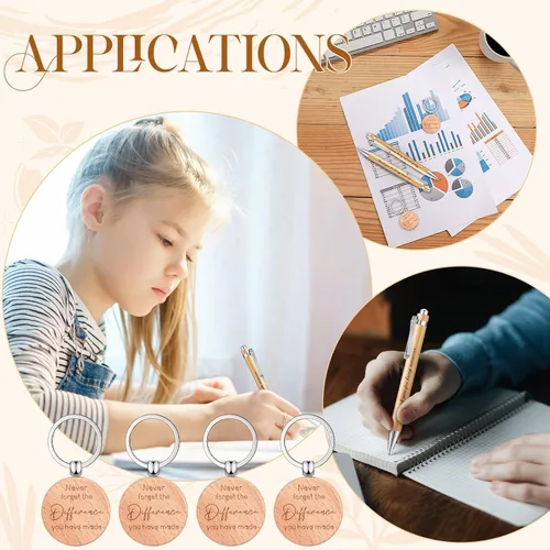 Miniatura 5 de Yeaqee 12 juegos de regalo de agradecimiento a los empleados, incluye bolsas motivacionales de arpillera con cordón, bolígrafos retráctiles