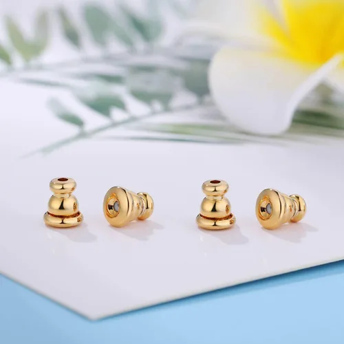 Miniatura 8 de Respaldos de Aretes para Pendientes, Respaldos de Aretes Tipo Bala de Oro 18K Repuestos para Pendientes/Orejas Caídas, Cierres de Seguridad con 2