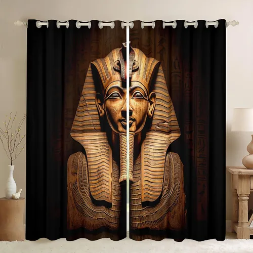 Erosebridal Cortinas de ventana del faraón egipcio, tribu del antiguo Egipto exótico, pirámides egipcias, cortinas decorativas para dormitorio, sala