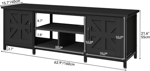 Miniatura 2 de DWVO Soporte de TV de granja con toma de corriente y luces LED, consolas de TV para televisores de hasta 70 pulgadas, centro de entretenimiento