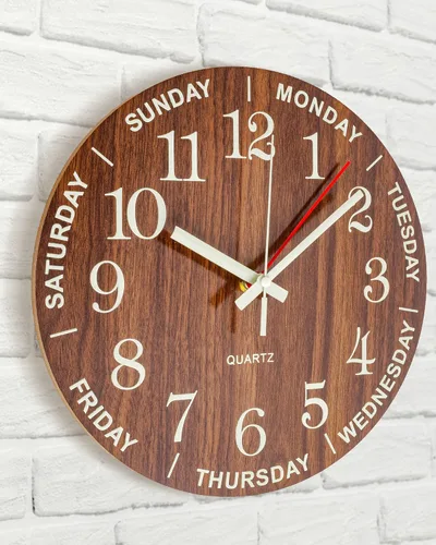 Miniatura 6 de BEW Reloj de día de la semana para personas mayores, pequeños relojes de pared que funcionan con pilas, silencioso, sin tictac, reloj analógico