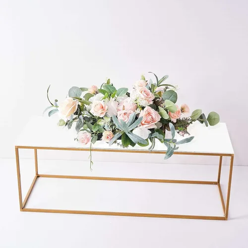 Miniatura 17 de Efavormart - Paquete de 2 soportes de metal para flores de boda de 12 pulgadas, soporte geométrico para centro de mesa Dorado