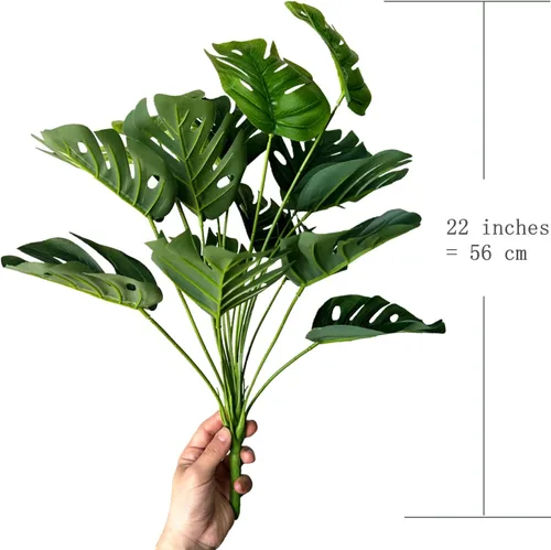 Miniatura 5 de Plantas artificiales de Monstera, hojas de tortuga tropical falsas, arbustos de vegetación decorativa, planta falsa, hojas de palmera sintéticas