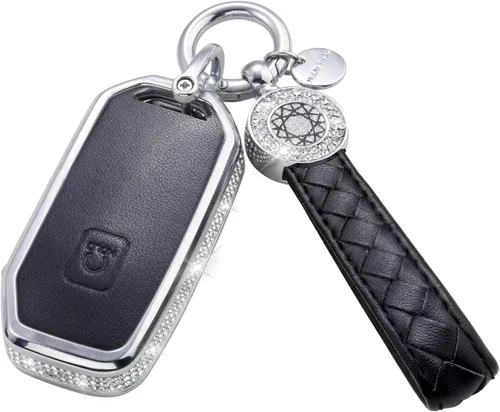 Miniatura 8 de Funda para llavero compatible con Volvo, cuero negro con cristal de protección de 360 grados para XC90, XC60, XC40, S60, S90, V60, V90, Polestar 1