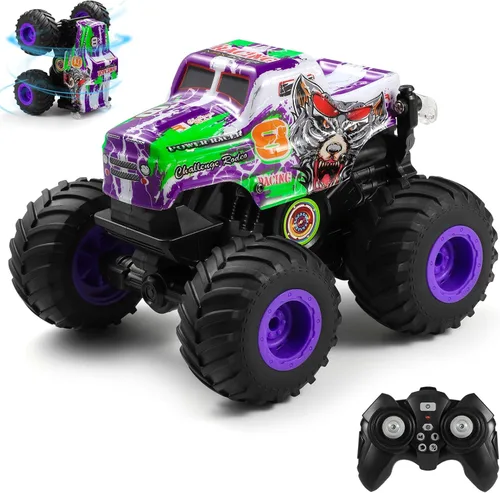 Miniatura 13 de DYODYORC Auto a control remoto, juguete de camión monstruo de dinosaurio todo terreno de 2.4 GHz, camión RC con música, 3 efectos de iluminación