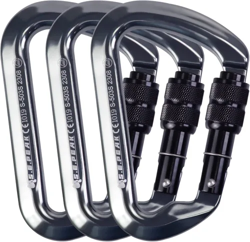 Miniatura 19 de SEPEAK UIAA - Mosquetón de escalada con bloqueo de 30 kN, clip profesional para puerta de tornillo resistente para escalada al aire libre