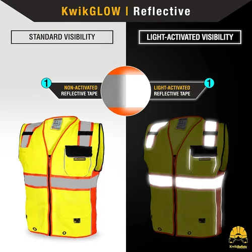 Miniatura 3 de KwikSafety - Charlotte, NC - Chaleco de seguridad clásico y supremo [bolsillo gigante] Clase 2 Trabajo PPE ANSI probado OSHA Cumple con OSHA