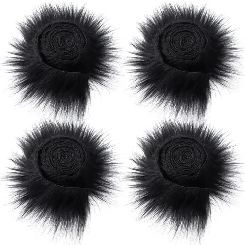 GORGECRAFT 4 tiras de piel sintética de 60 x 2 pulgadas, color negro, rollos precortados de tela de piel sintética esponjosa para manualidades,