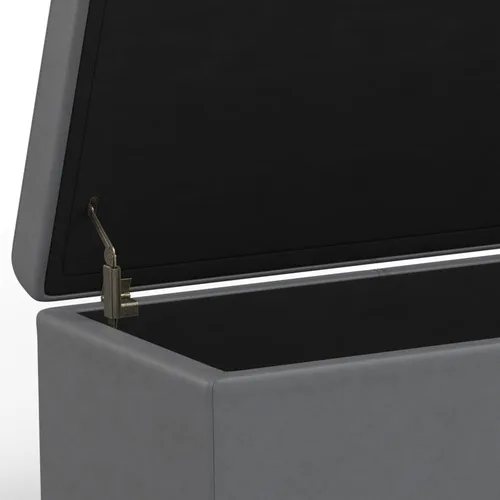 Miniatura 7 de SIMPLIHOME Avalon - Banco contemporáneo tipo otomana rectangular con almacenamiento extragrande de 54 pulgadas de ancho, de pelo sintético de Gris