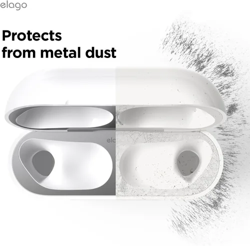 Miniatura 3 de elago Protector contra el polvo compatible con AirPods Pro 3 – Adhesivo de película antipolvo, protege de residuos de hierro y metal (gris oscuro)