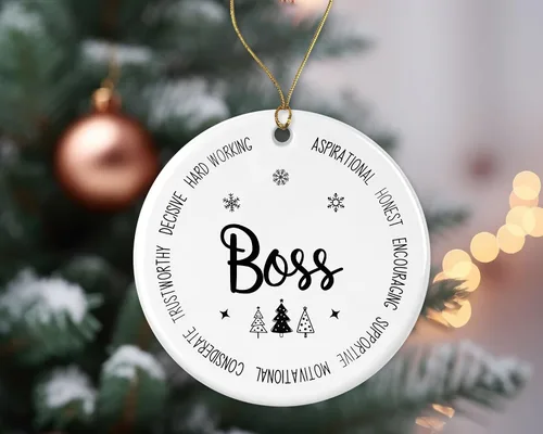 Miniatura 2 de Descriptive Boss Ornament - Best Ever Christmas Ornament - Xmas Keepsake Gift from Colleague - New Ornament Gift - Retirement Gift Printed on One