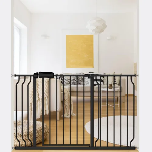 Miniatura 22 de ALLAIBB - Puerta de seguridad extra ancha con montaje a presión para niños, con pasillo para niños pequeños, niños, mascotas y perros, tensión Blanco