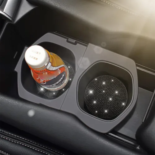 Miniatura 5 de Osilly – Portavasos para auto con brillantes, 2 unidades, diamantes de imitación, antideslizantes, portavasos universales de 2.75 pulgadas