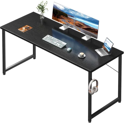Miniatura 7 de Coleshome Escritorio para computadora de 55 pulgadas, escritorio moderno de estilo simple para oficina en casa, escritorio estudiantil, roble gris
