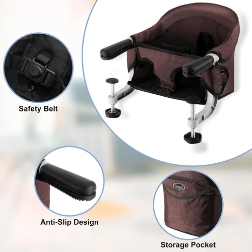 Miniatura 4 de Silla de mesa rápida con gancho en la silla con clip en la mesa, asiento de alimentación portátil resistente, almacenamiento plegable, se fija a