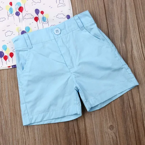 Miniatura 72 de Conjunto de camisa de manga corta con botones y pantalones cortos casuales con diseño de flamingo, para bebés y niños de 1 a 6 años, atuendos
