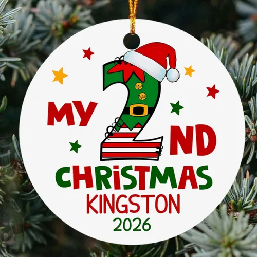 Miniatura 10 de Dino - Adorno de segunda Navidad para bebé, dinosaurio personalizado para niño/niña, regalo para nuevos padres, cumpleaños personalizado y nombre