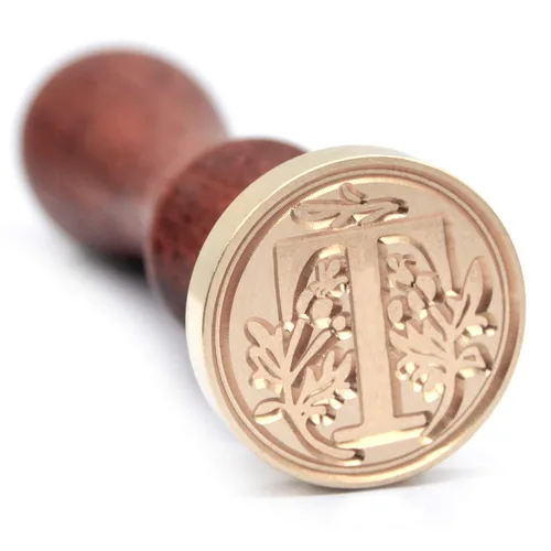 Miniatura 18 de Sello de Cera Medieval con Alfabeto de Iniciales, Cabeza de Latón con Mango de Madera, para Tarjeta de Acción de Gracias/Sobre/Envoltura