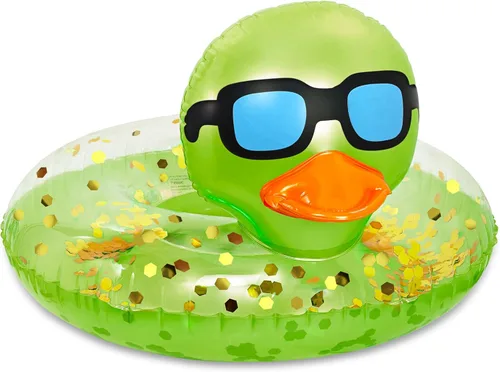 Miniatura 10 de POZA Flotador inflable de pato para piscina: vinilo resistente a los rayos UV, confeti de pato para piscina, flotador de piscina de animales, anillo