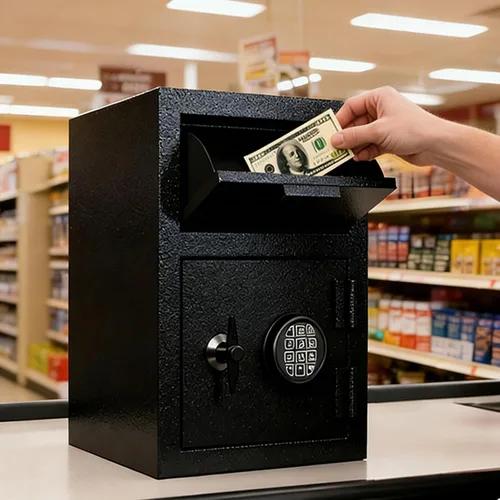 Miniatura 2 de BUTISOW Caja de seguridad comercial a prueba de fuego con caída frontal de 2.6 pies cúbicos, caja de seguridad para dinero con bolsa ignífuga