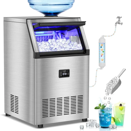 Miniatura 19 de Máquina comercial para hacer hielo en pepitas con contenedor de almacenamiento de 12 libras, 70 libras/24 horas de acero inoxidable debajo