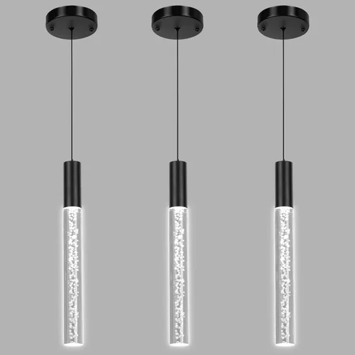 Miniatura 12 de Moderna lámpara colgante dorada, 1 luz LED colgante de 3 colores, cable acrílico, luces colgantes de techo ajustables para cocina, isla, sala