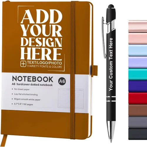 Miniatura 13 de Cuaderno personalizado con bolígrafo, cuaderno A6 personalizable con logotipo/texto/imagen personalizados para el trabajo, la escuela, 192 páginas