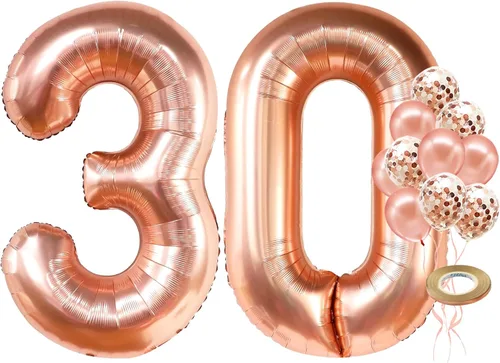 Miniatura 12 de KatchOn, Globos de oro rosa con el número 20 de 40 pulgadas, paquete de 12, 20 globos con confeti, bonitas decoraciones de cumpleaños de 20 años