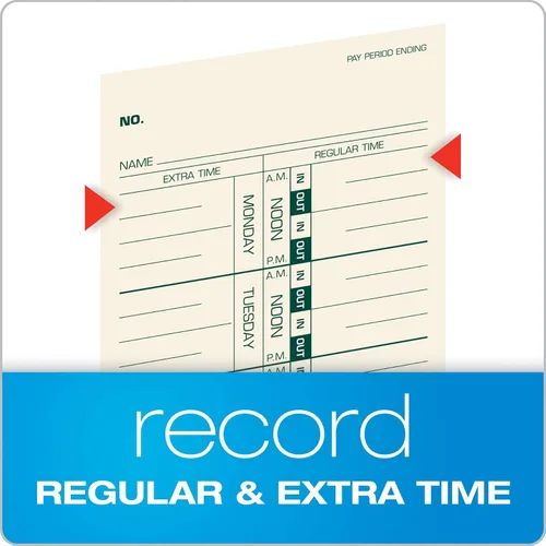 Miniatura 4 de Tops Tarjetas semanales de tiempo para empleados - Tarjetas de seguimiento de tiempo de un lado, impresión en tinta verde, 22,9 x 8,9 cm, papel