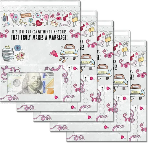 Miniatura 120 de Tarjeta de boda, con dos aperturas de tira para desgarrar, con ventana de plástico transparente que deja ver dinero, cheques o tarjetas de regalo