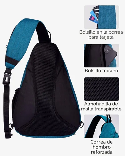 Miniatura 5 de WATERFLY - Mochila con eslinga, bandolera pequeña, bolsa de hombro para hombres y mujeres, para viajes, ciclismo, senderismo, mochila de día Azul