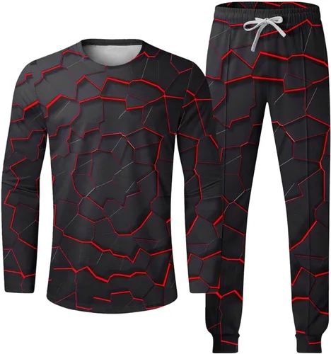 Miniatura 5 de Conjunto deportivo de 2 piezas para hombre, tallas grandes, conjuntos de camisetas y pantalones deportivos, conjuntos de pantalones deportivos