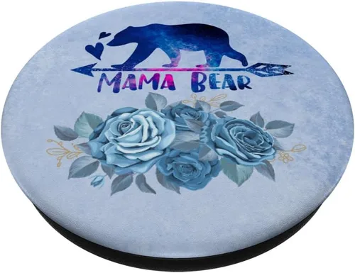 Miniatura 2 de Mama Bear Color Azul Burst Rose Flower Pop Grip para mamá mamá PopSockets PopGrip: agarre intercambiable para teléfonos y tabletas