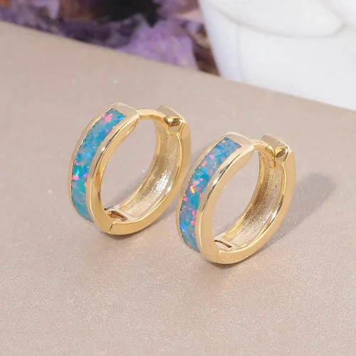 Miniatura 147 de CiNily Aretes Huggie de ópalo con bisagras, chapados en oro, hipoalergénicos, pequeños aretes de aro para mujeres, adolescentes, niñas, hombres
