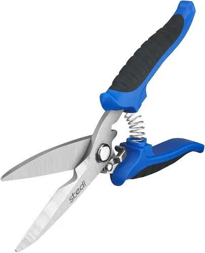 Miniatura 5 de stedi Tijeras resistentes, tijeras multiusos con cuchillas finamente dentadas, muesca de cable eléctrico de fácil corte, aislamiento, mango cómodo