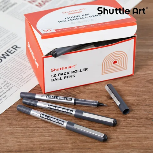 Miniatura 7 de Paquete de 50 bolígrafos Shuttle Art de punta fina, 0.02 pulgadas, con tinta líquida, para escritura diaria, tomar notas, escuela y oficina
