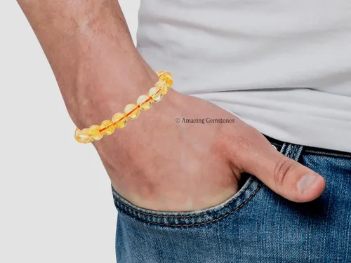 Miniatura 735 de Amazing Gemstone Pulsera de cristal para mujeres y hombres, pulsera de cristal curativo de protección, pulsera elástica con cuentas de piedras