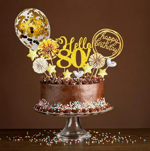 Miniatura 6 de Hello50 - Decoración de cumpleaños para tartas doradas, para hombres y mujeres, decoración de pastel de cumpleaños número 50