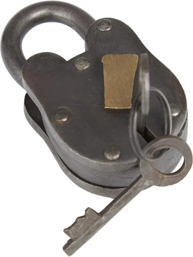 Miniatura 10 de Deco 79 Cerradura y llave de metal, 2" x 3" x 1", latón
