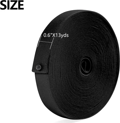 Miniatura 2 de XKDOUS Banda elástica para costura, 0.6 pulgadas, 14 yardas, bandas elásticas de punto negro para coser cintura ropa y pantalones de cintura, alta