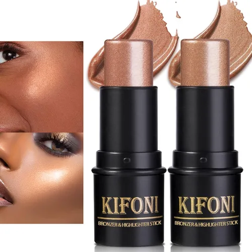 Kit de maquillaje en barra de contorno de crema de 2 piezas, resaltador brillante y bronceador, varita de contorno de barra bronceadora, resistente