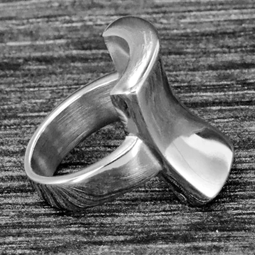 Miniatura 2 de Jude Jewelers Anillo de acero inoxidable chapado en oro de 18 quilates con forma curvada, estilo grueso, cóctel, fiesta, boda, Metal, Zirconia cúbica