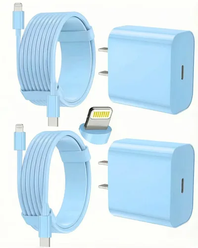 FEEL2NICE Cargador de iPhone de Carga Rápida Paquete de 2 Bloques de Cargador de Pared Tipo C con Paquete de 2 [6FT y 10FT] Cables USB C a Lightning