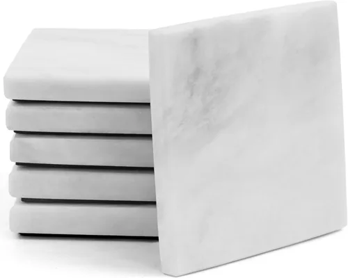 Miniatura 10 de Radicaln Juego de 6 posavasos de mármol negro hechos a mano de 3.5 pulgadas para bebidas, juego de posavasos ideal para decoración de mesa del hogar