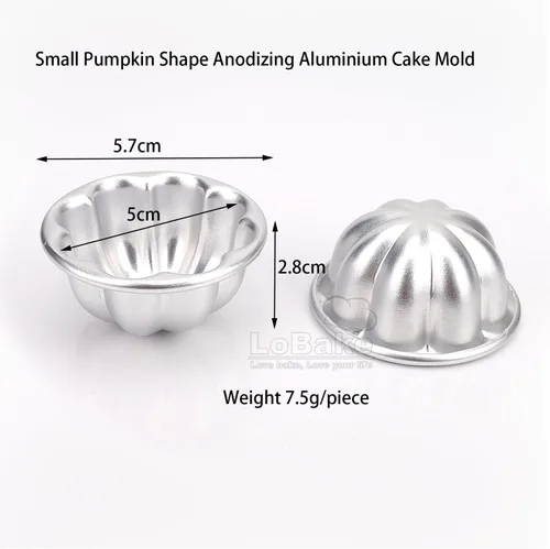 Miniatura 2 de LoBake 10 piezas de media bola de calabaza uva vollyball Shell aluminio tarta molde jalea pudín taza magdalena molde herramientas para hornear