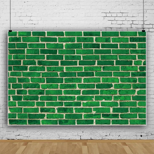 Miniatura 2 de Renaiss Telón de fondo de pared de ladrillo verde de 5 x 3 pies para fotografía, fondo de ladrillo de piedra con temática vintage, baby shower