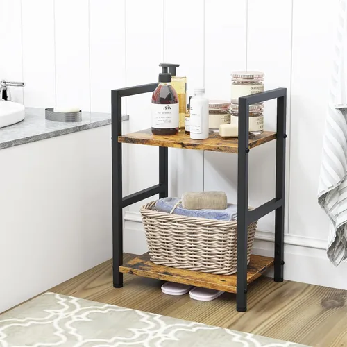 Miniatura 6 de Estantería pequeña para espacios pequeños, estantería industrial de 2 niveles, organizador de almacenamiento estrecho para sala de estar, dormitorio