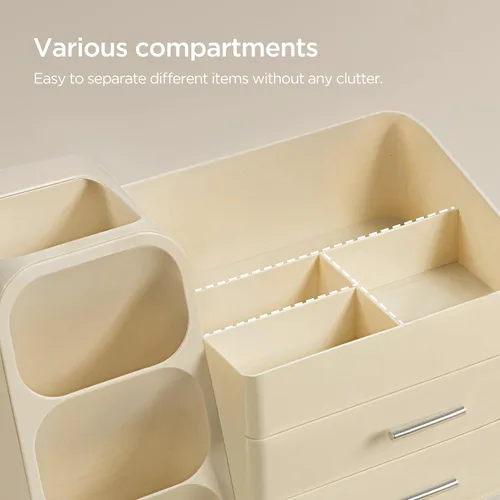 Miniatura 3 de HBlife Organizador de maquillaje con soporte para brochas para tocador, organizador grande de plástico para tocador de baño, almacenamiento