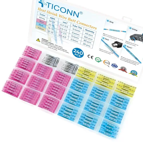 Miniatura 23 de TICONN - Juego de 100 piezas de conectores de alambre termorretráctiles, terminales de alambre eléctrico aislados y resistentes al agua